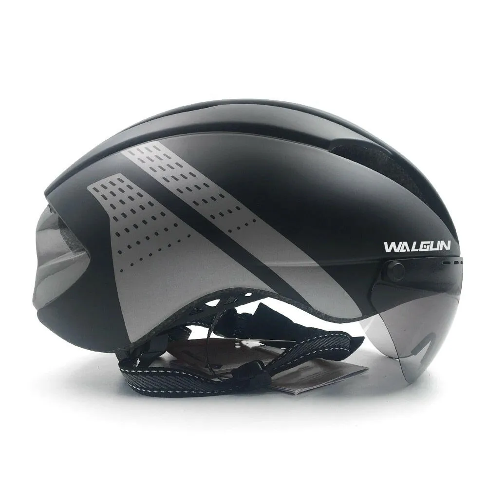 WALGUN Aero Cycling Helmet Road Bike Helmet Adults Lens Goggles Visor Time Trial TT Triathlon Bicycle Helmet M L for Men Women
