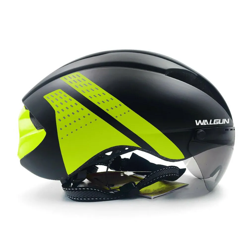 WALGUN Aero Cycling Helmet Road Bike Helmet Adults Lens Goggles Visor Time Trial TT Triathlon Bicycle Helmet M L for Men Women