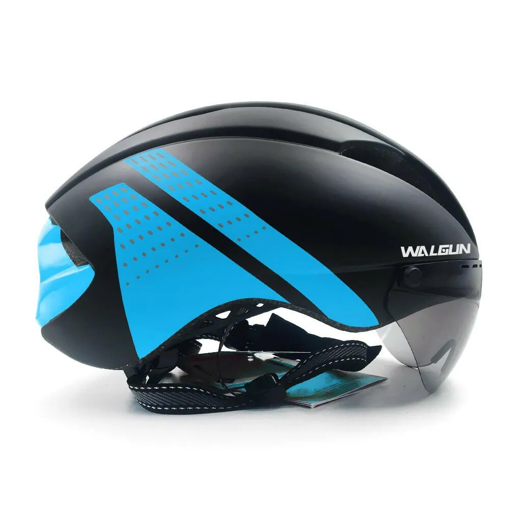 WALGUN Aero Cycling Helmet Road Bike Helmet Adults Lens Goggles Visor Time Trial TT Triathlon Bicycle Helmet M L for Men Women