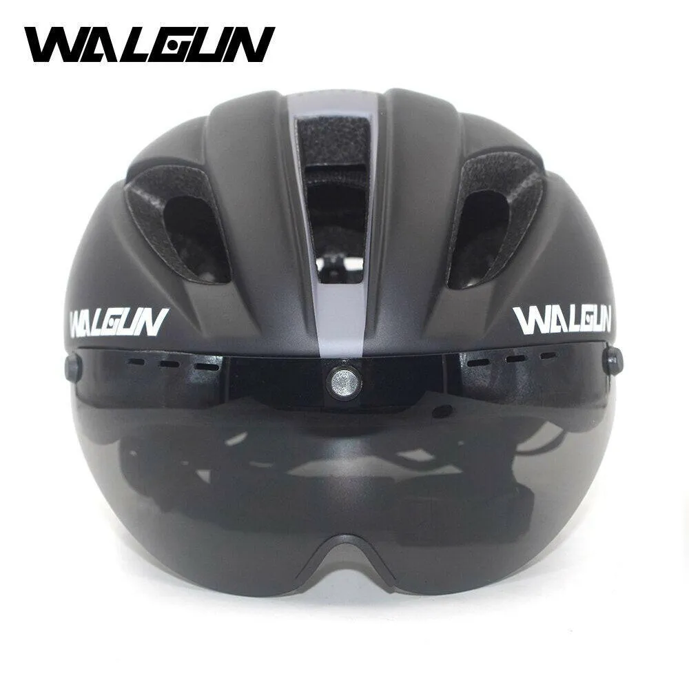 WALGUN Aero Cycling Helmet Road Bike Helmet Adults Lens Goggles Visor Time Trial TT Triathlon Bicycle Helmet M L for Men Women