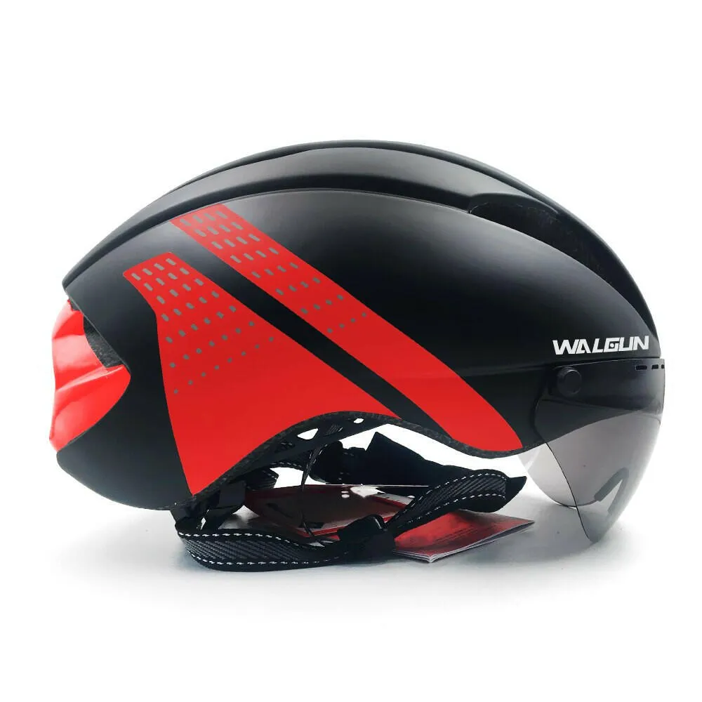 WALGUN Aero Cycling Helmet Road Bike Helmet Adults Lens Goggles Visor Time Trial TT Triathlon Bicycle Helmet M L for Men Women