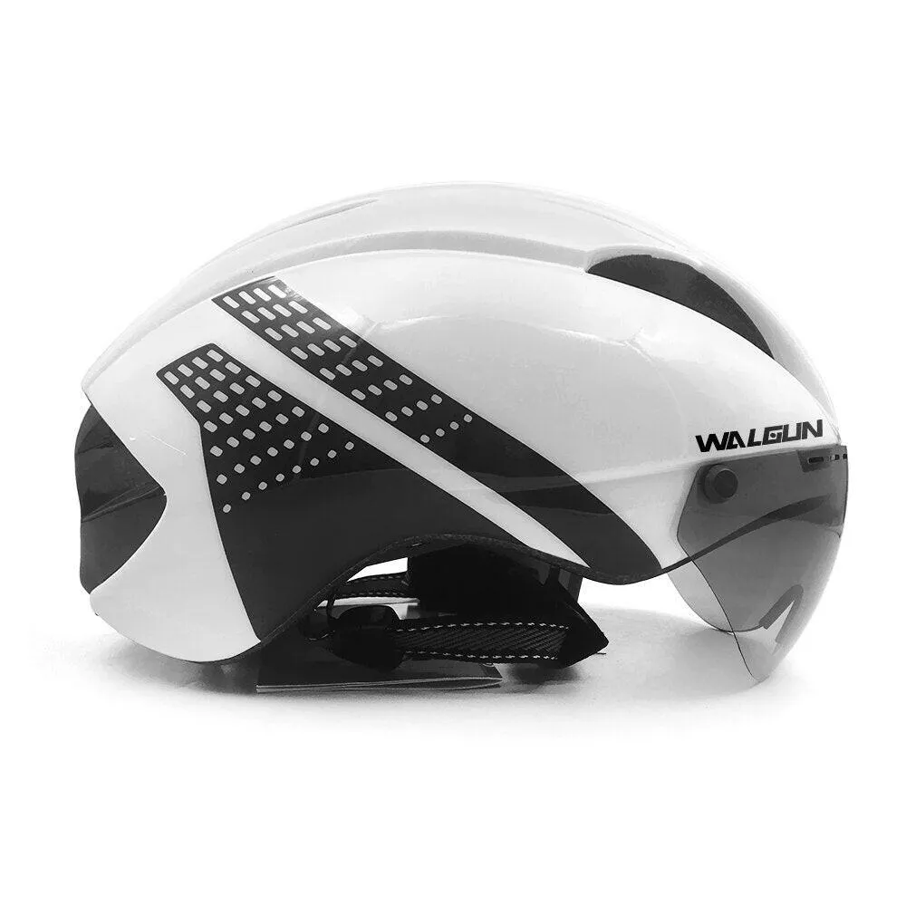 WALGUN Aero Cycling Helmet Road Bike Helmet Adults Lens Goggles Visor Time Trial TT Triathlon Bicycle Helmet M L for Men Women