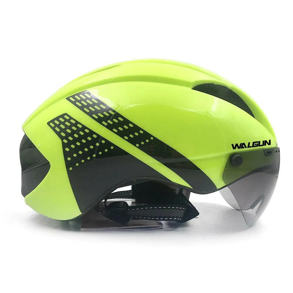 WALGUN Aero Cycling Helmet Road Bike Helmet Adults Lens Goggles Visor Time Trial TT Triathlon Bicycle Helmet M L for Men Women