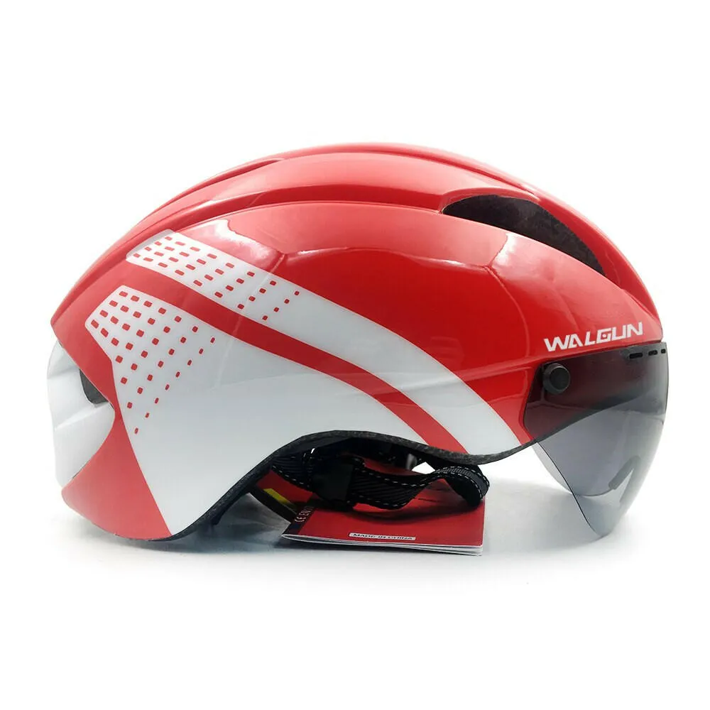 WALGUN Aero Cycling Helmet Road Bike Helmet Adults Lens Goggles Visor Time Trial TT Triathlon Bicycle Helmet M L for Men Women