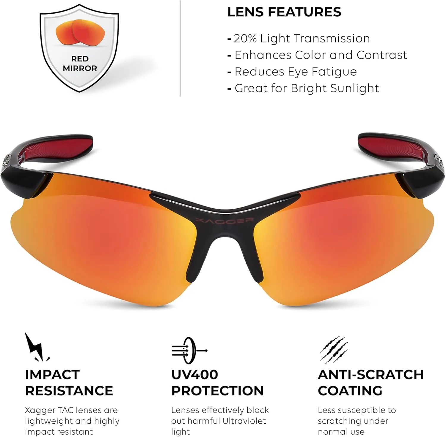 Xagger Kids Youth Polarized Sports Sunglasses for Boys Girls Baseball Softball Glasses TR90 Frame
