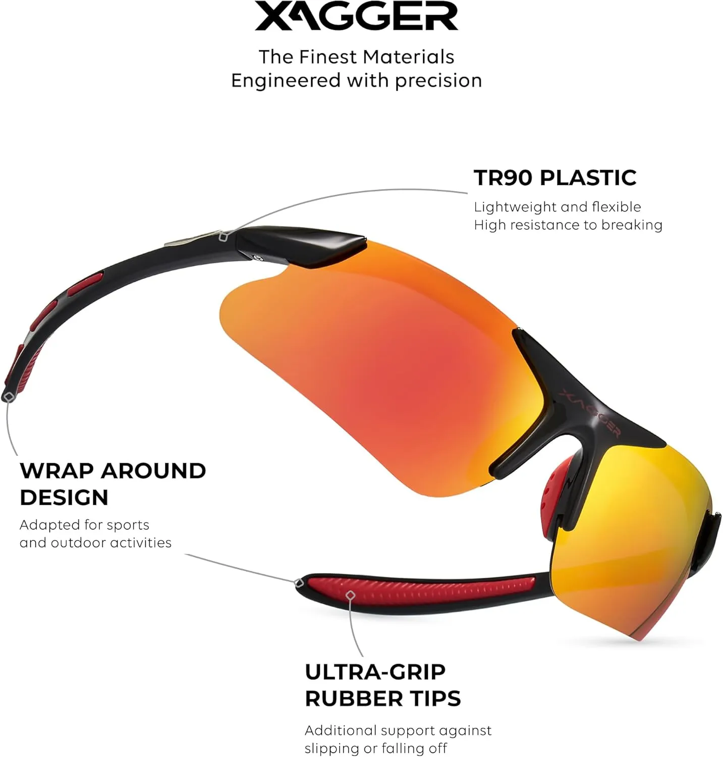 Xagger Kids Youth Polarized Sports Sunglasses for Boys Girls Baseball Softball Glasses TR90 Frame